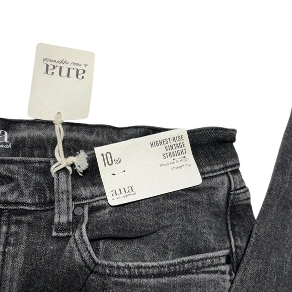 NWT A.N.A Highest Rise Vintage Straight Jeans Gray Size 10 Tall - Picture 3 of 12
